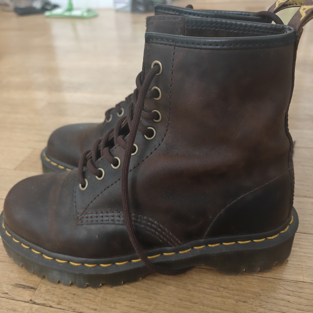 Dr. Martens Crazy Horse Brown Leather Lace Up Boots, Women's Size 8